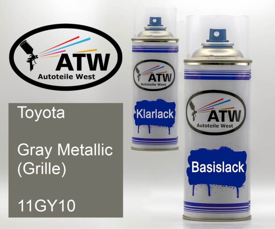 Toyota, Gray Metallic (Grille), 11GY10: 400ml Sprühdose + 400ml Klarlack - Set, von ATW Autoteile West.